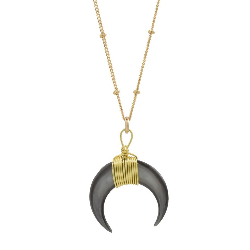 SALE - Horn Wirewrap Necklace - Necklaces - Gray - Gray - Azil Boutique