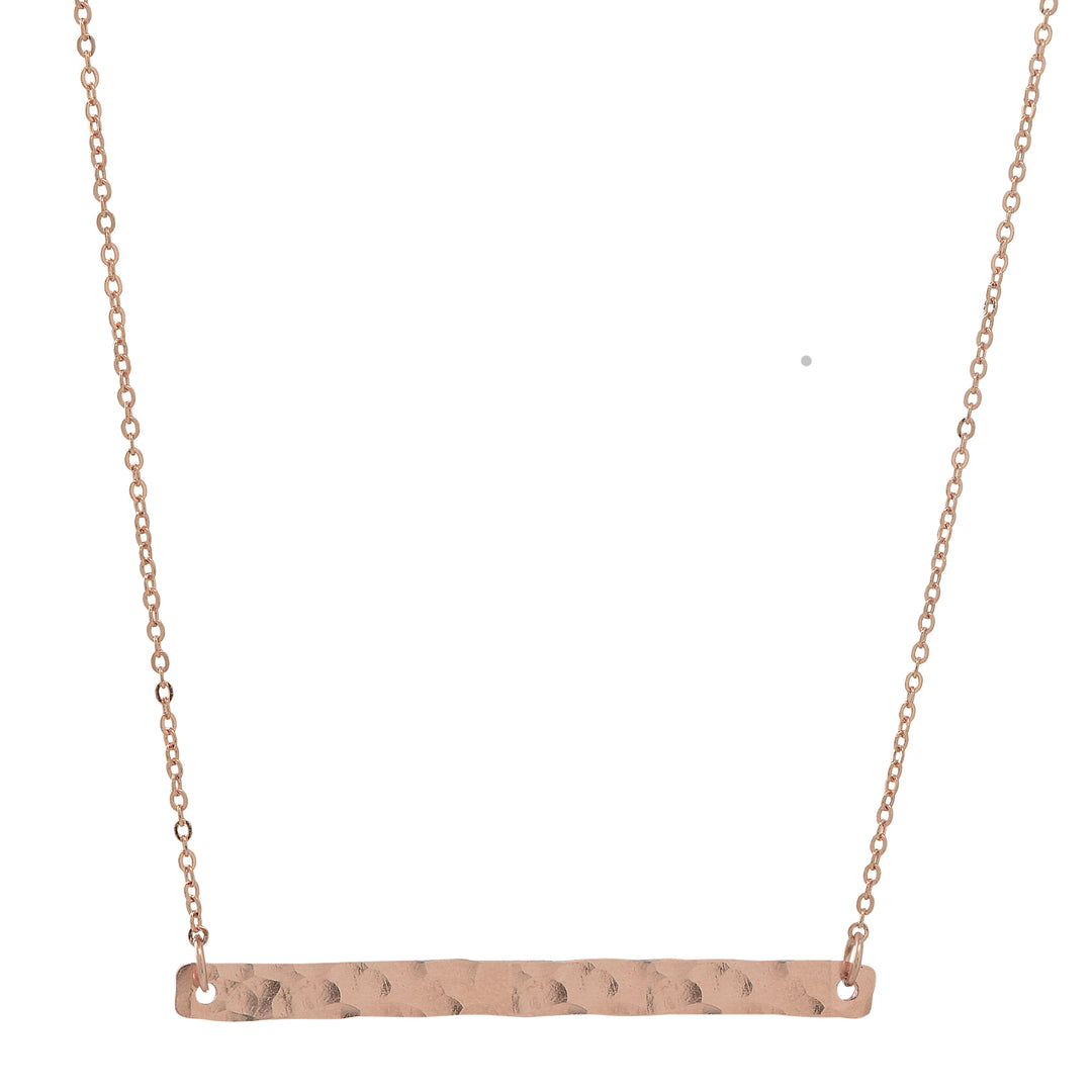 SALE - Long Thin Bar Necklace - Necklaces - Hammered - Hammered / Rosegold - Azil Boutique