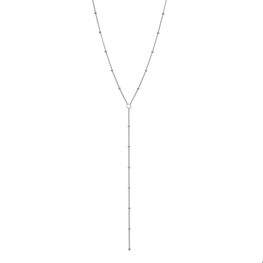 SALE - Y-Drop Ball Chain Necklace - Necklaces - Silver - Silver / 17" - Azil Boutique
