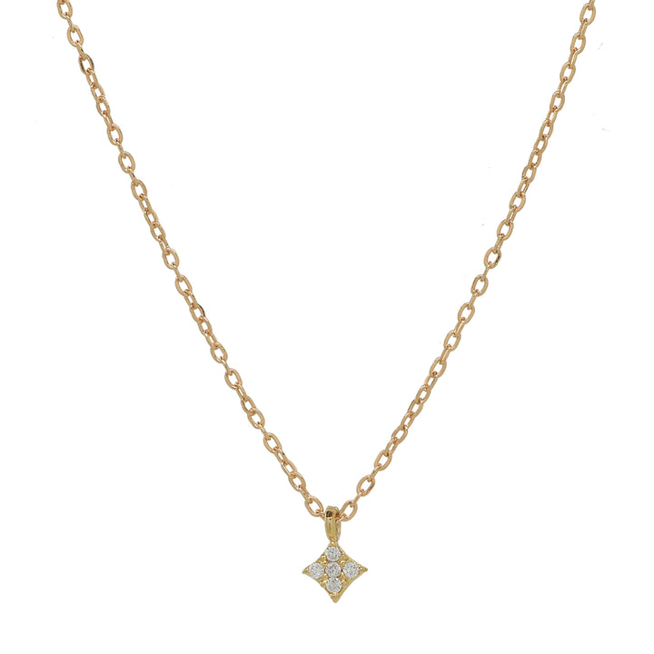 CZ Tiny Rhombus Necklace - Necklaces - Gold - Gold - Azil Boutique