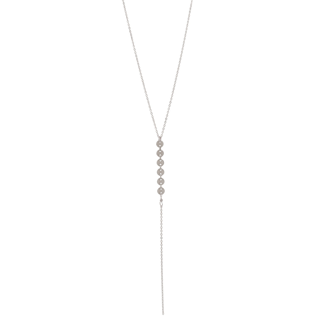 6 Tiny Multi-Disc Y-Drop Necklace - Necklaces - Silver - Silver - Azil Boutique
