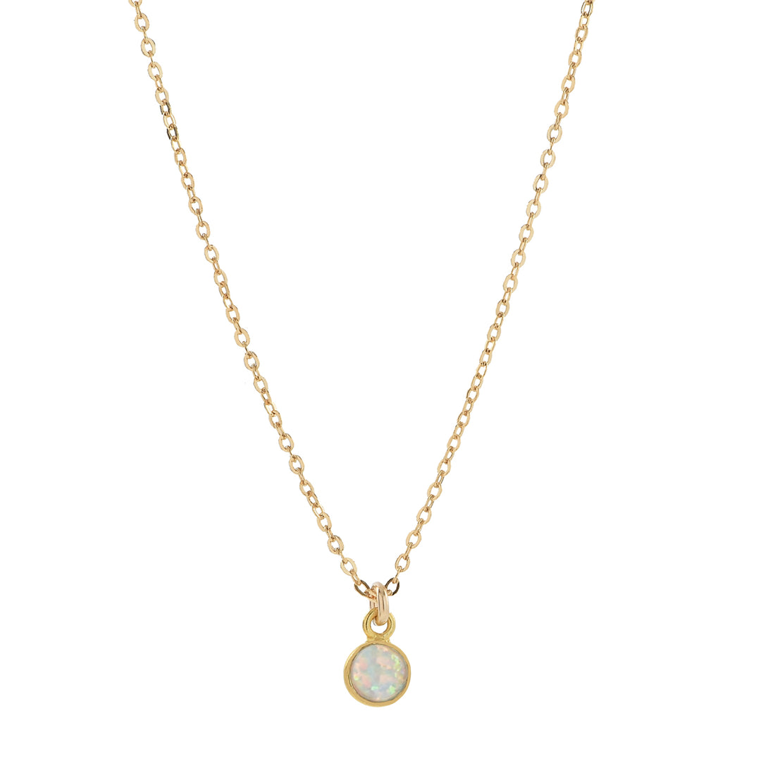 Circle Opal Necklace - Necklaces - Tiny - Tiny / Gold - Azil Boutique