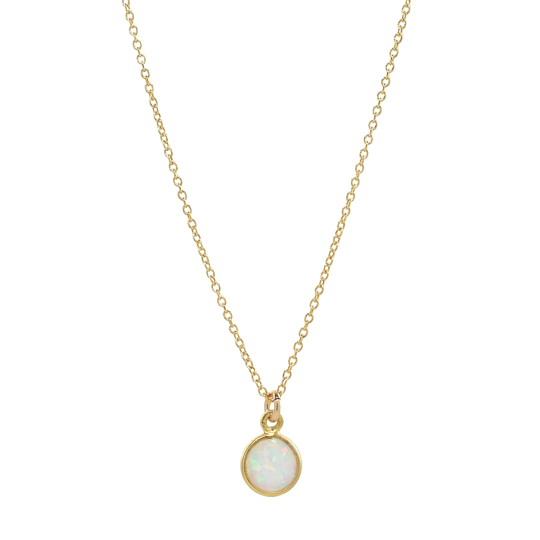 Circle Opal Necklace - Necklaces - Small - Small / Gold - Azil Boutique