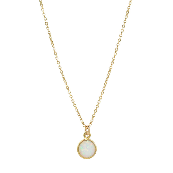 Circle Opal Necklace - Necklaces - Small - Small / Gold - Azil Boutique