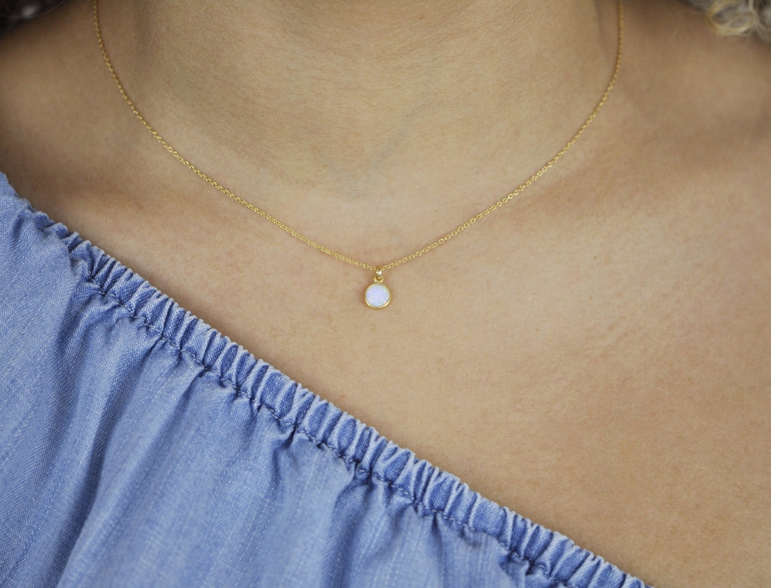 Circle Opal Necklace - Necklaces -  -  - Azil Boutique