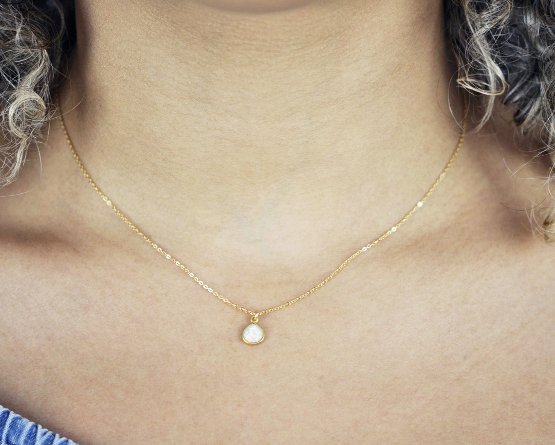 Teardrop Opal Necklace - Necklaces -  -  - Azil Boutique