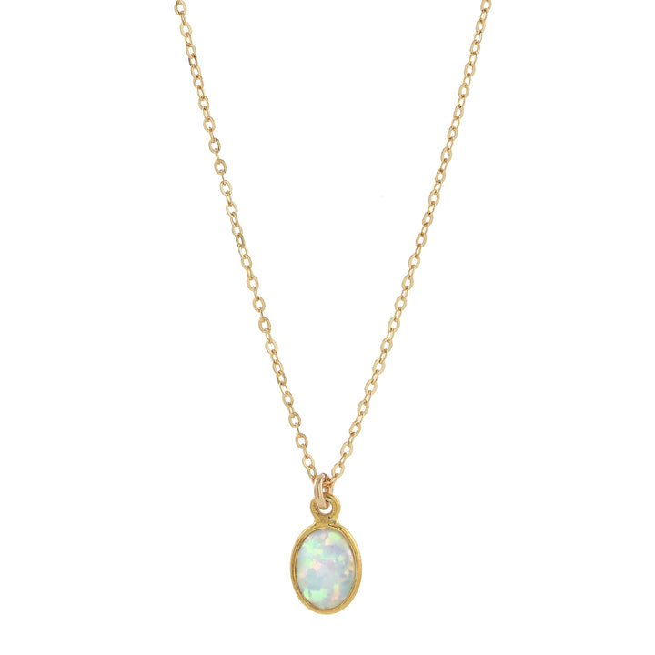 Oval Opal Necklace - Necklaces - Gold - Gold - Azil Boutique