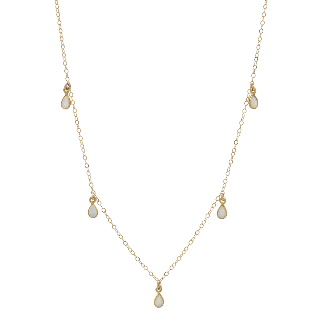 5 Dangle Opal Teardrop Choker - Necklaces - Gold - Gold - Azil Boutique
