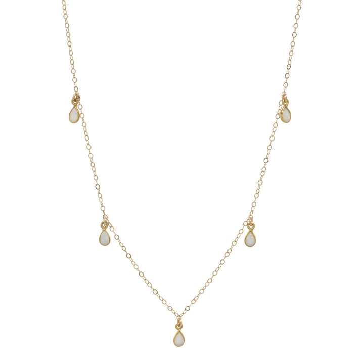 5 Dangle Opal Teardrop Choker - Necklaces - Gold - Gold - Azil Boutique