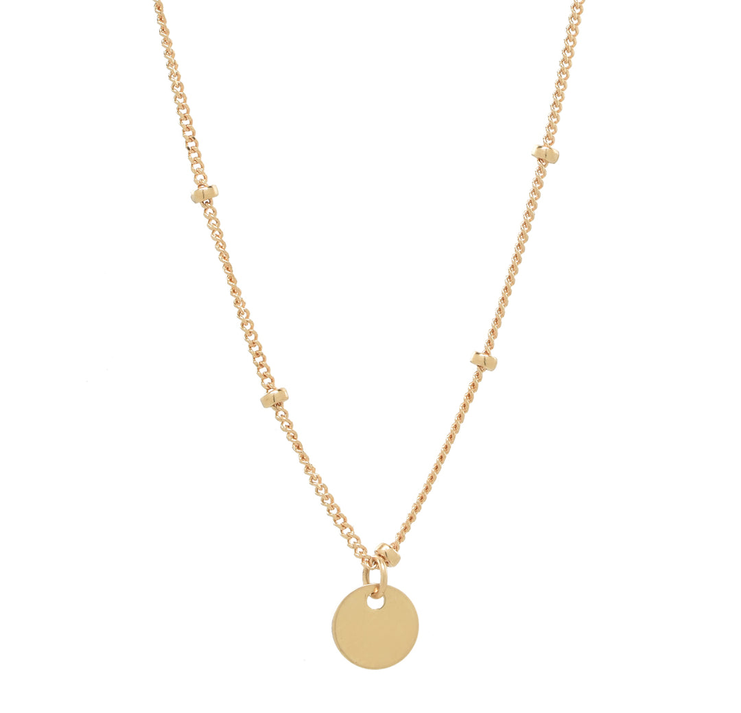 Solid Gold Tiny Disc Ball Chain Necklace - Necklaces - Yellow Gold - Yellow Gold - Azil Boutique