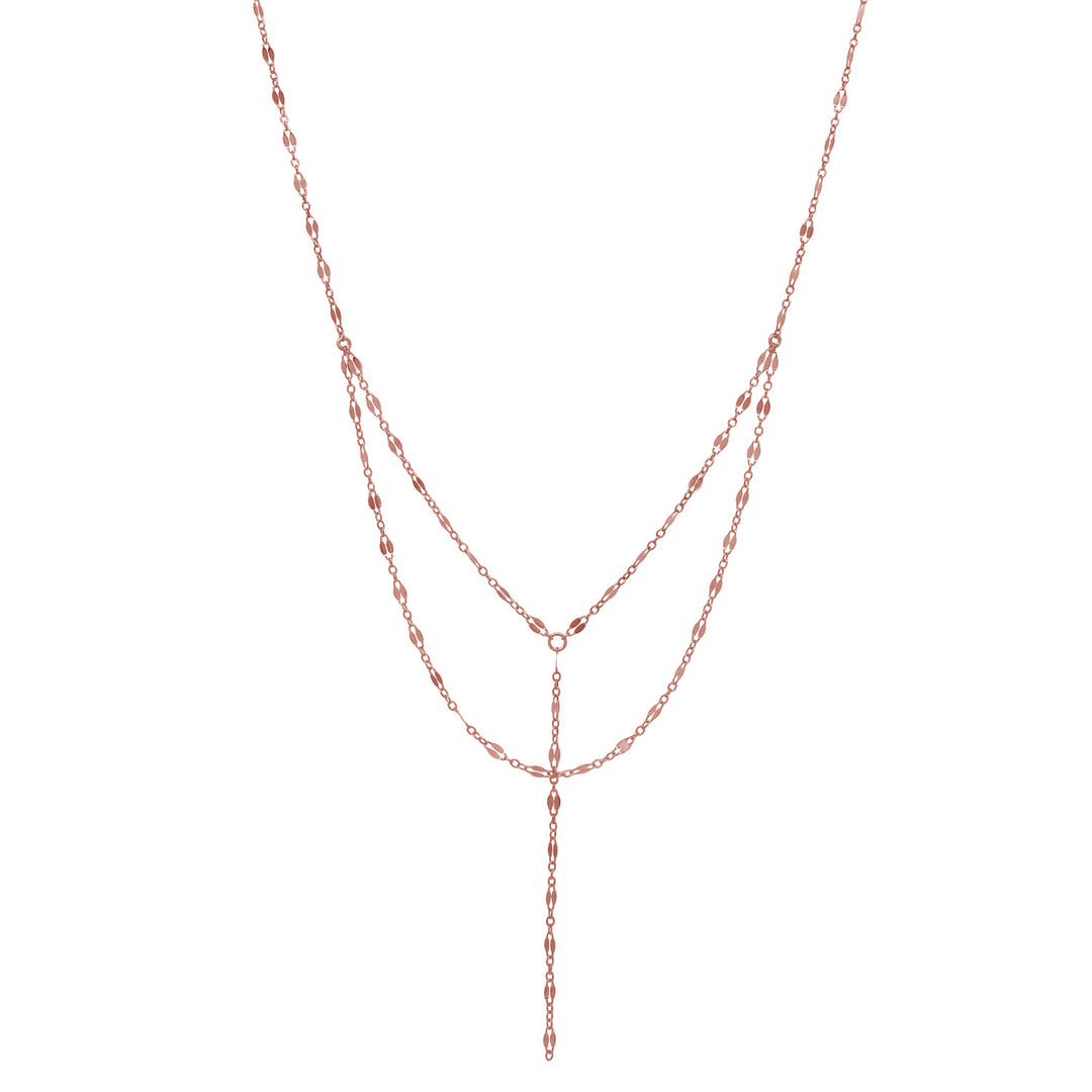 Double Layer Geometric Cable Link Y-Necklace - Necklaces - Rosegold - Rosegold - Azil Boutique