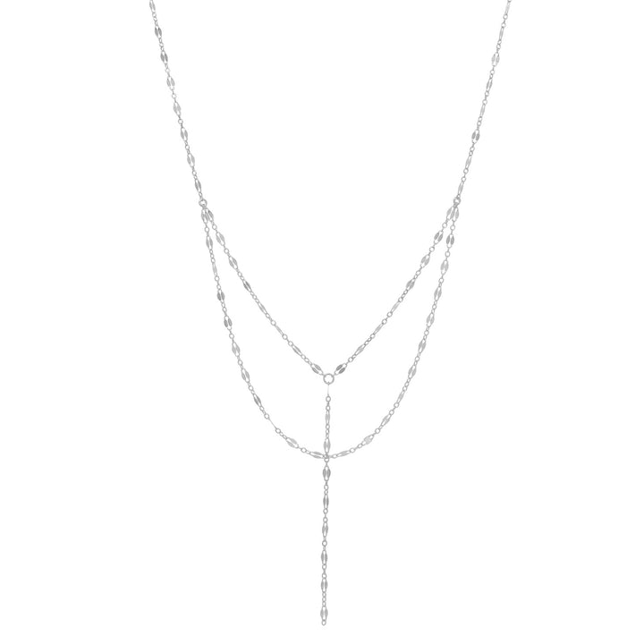 Double Layer Geometric Cable Link Y-Necklace - Necklaces - Silver - Silver - Azil Boutique