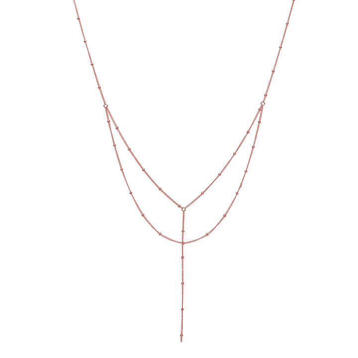 Double Layer Ball Chain Y-Necklace - Necklaces - Rosegold - Rosegold - Azil Boutique
