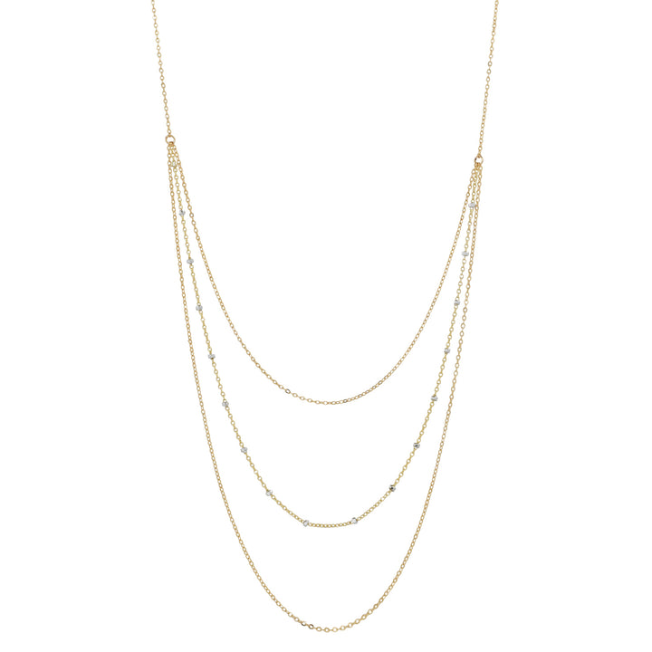 Triple Layer 2-Tone Ball Chain Necklace - Necklaces - Silver Gold - Silver Gold / 26" - Azil Boutique