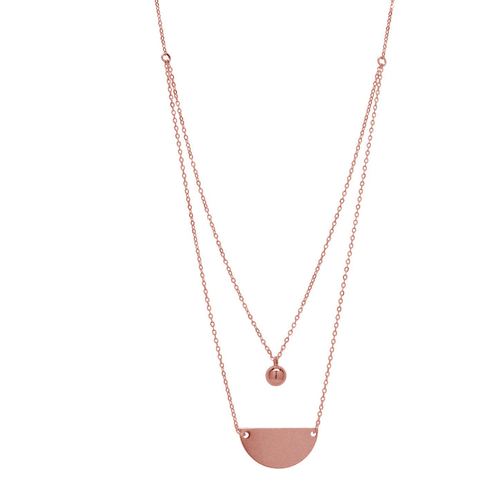 Double Layer Half Circle & Ball Necklace - Necklaces - Rosegold - Rosegold - Azil Boutique