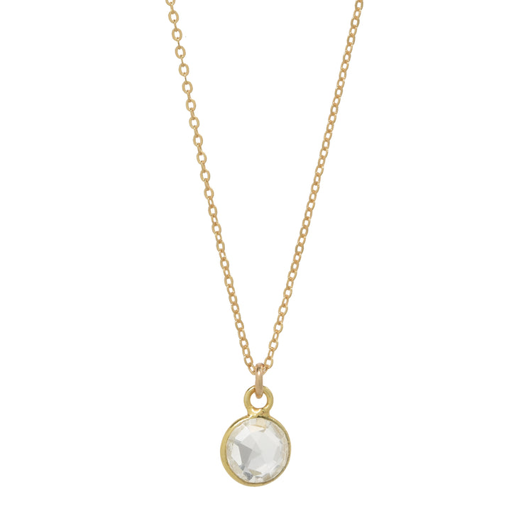 SALE - Tiny Bezel Stone Necklace (more colors) - Necklaces - Gold - Gold / Clear Quartz - Azil Boutique
