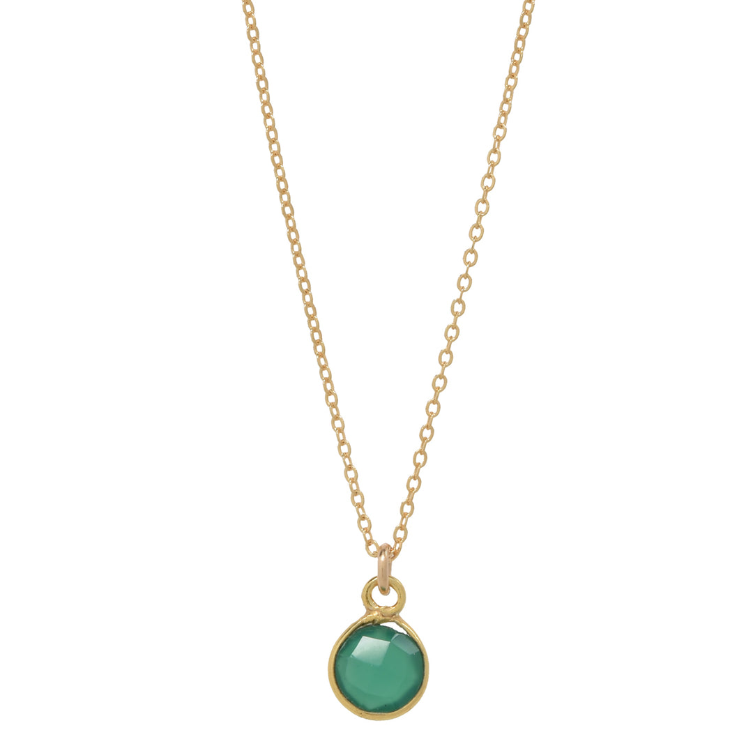 SALE - Tiny Bezel Stone Necklace (more colors) - Necklaces - Gold - Gold / Green Onyx - Azil Boutique