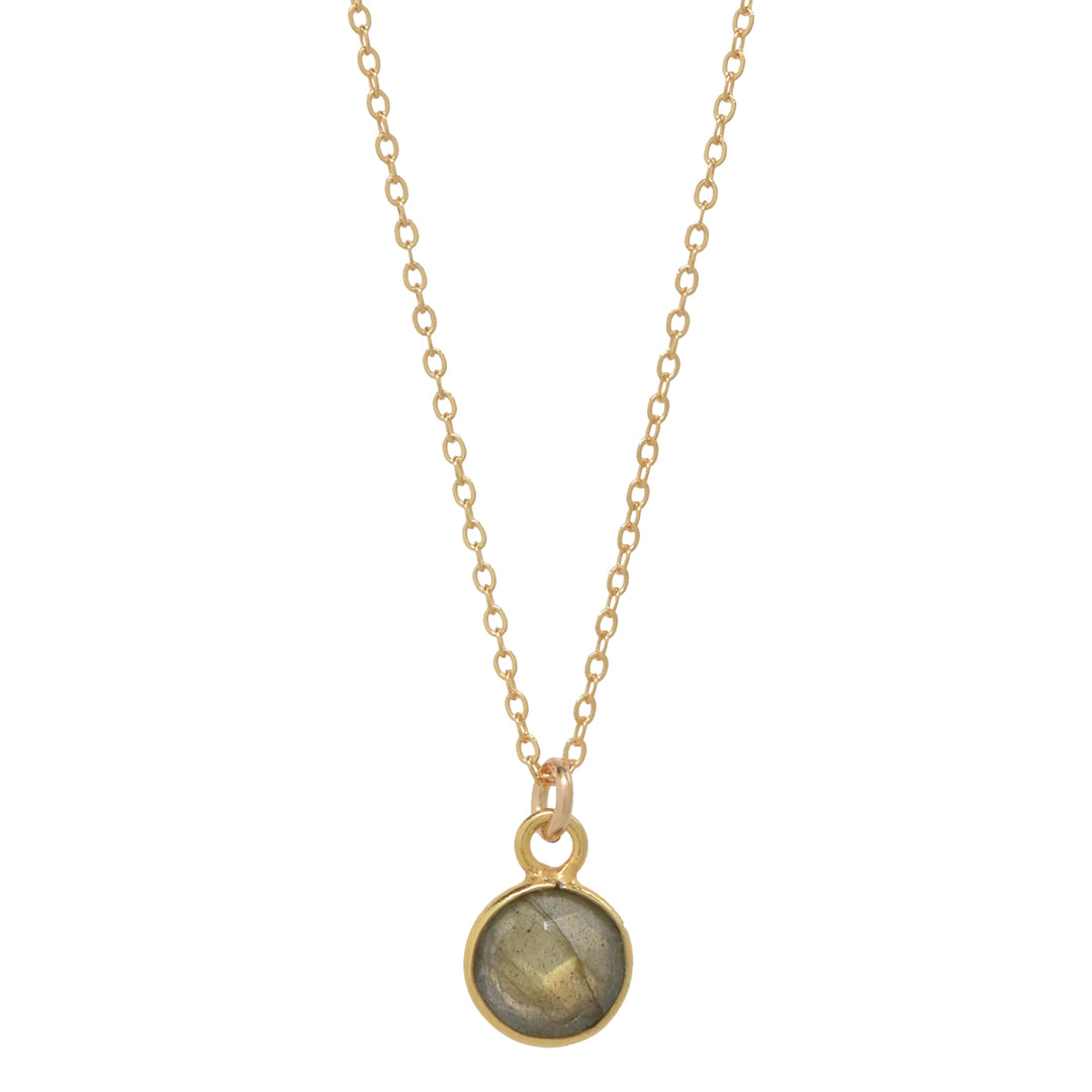 SALE - Tiny Bezel Stone Necklace (more colors) - Necklaces - Gold - Gold / Labradorite - Azil Boutique