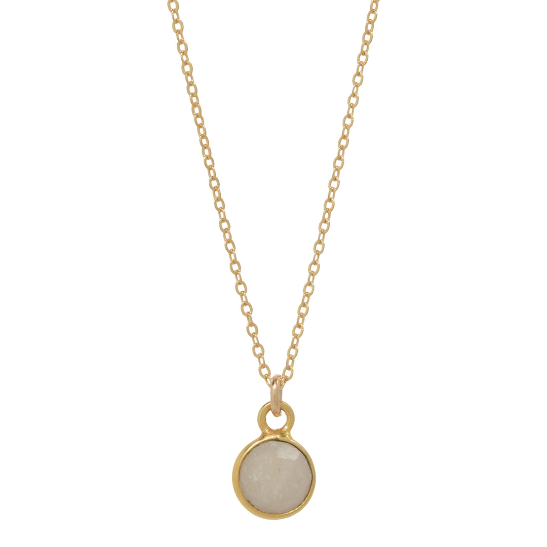 SALE - Tiny Bezel Stone Necklace (more colors) - Necklaces - Gold - Gold / Moonstone - Azil Boutique