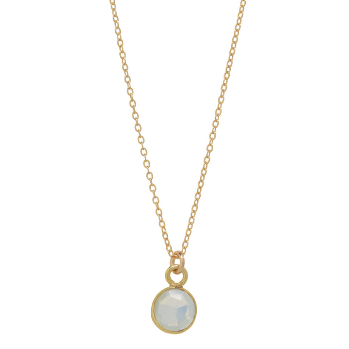 SALE - Tiny Bezel Stone Necklace (more colors) - Necklaces - Gold - Gold / Opal - Azil Boutique