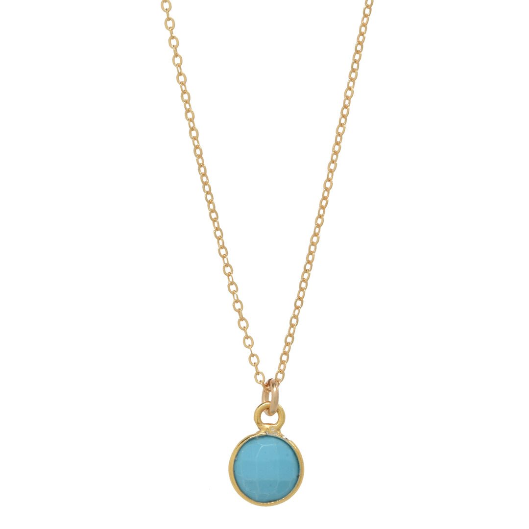 SALE - Tiny Bezel Stone Necklace (more colors) - Necklaces - Gold - Gold / Turquoise - Azil Boutique