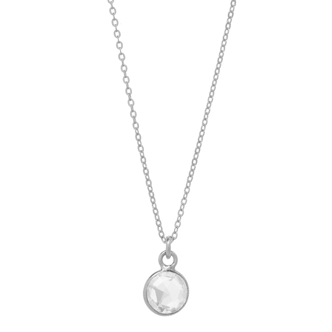 SALE - Tiny Bezel Stone Necklace (more colors) - Necklaces - Silver - Silver / Clear Quartz - Azil Boutique