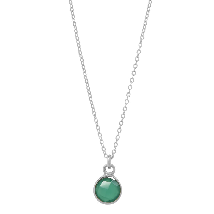 SALE - Tiny Bezel Stone Necklace (more colors) - Necklaces - Silver - Silver / Green Onyx - Azil Boutique