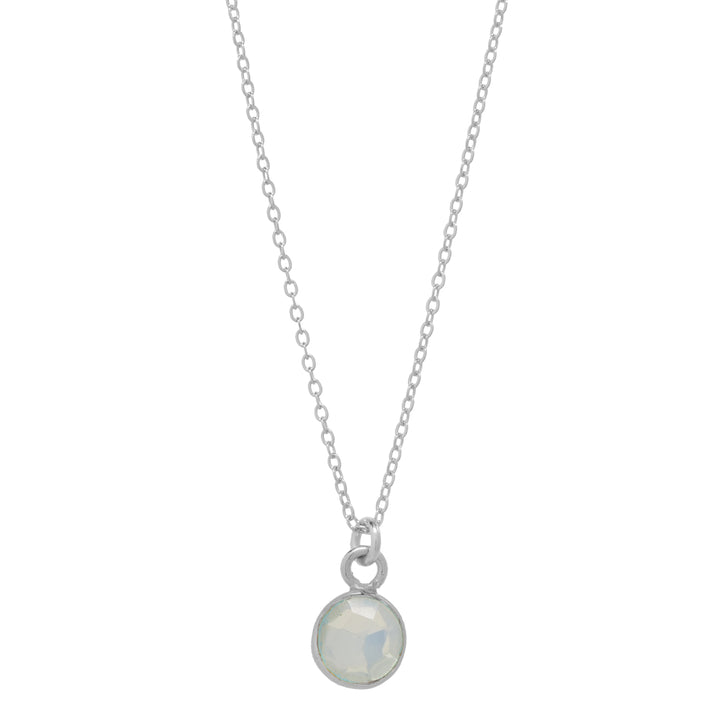 SALE - Tiny Bezel Stone Necklace (more colors) - Necklaces - Silver - Silver / Opal - Azil Boutique