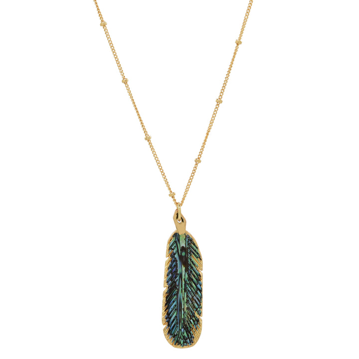 Feather Stone Necklace (more colors) - Necklaces - Abalone - Abalone - Azil Boutique
