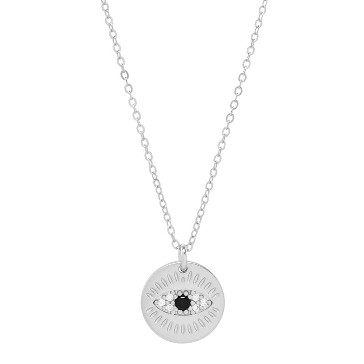 Black CZ Coin Lash Necklace - Necklaces - Silver - Silver - Azil Boutique