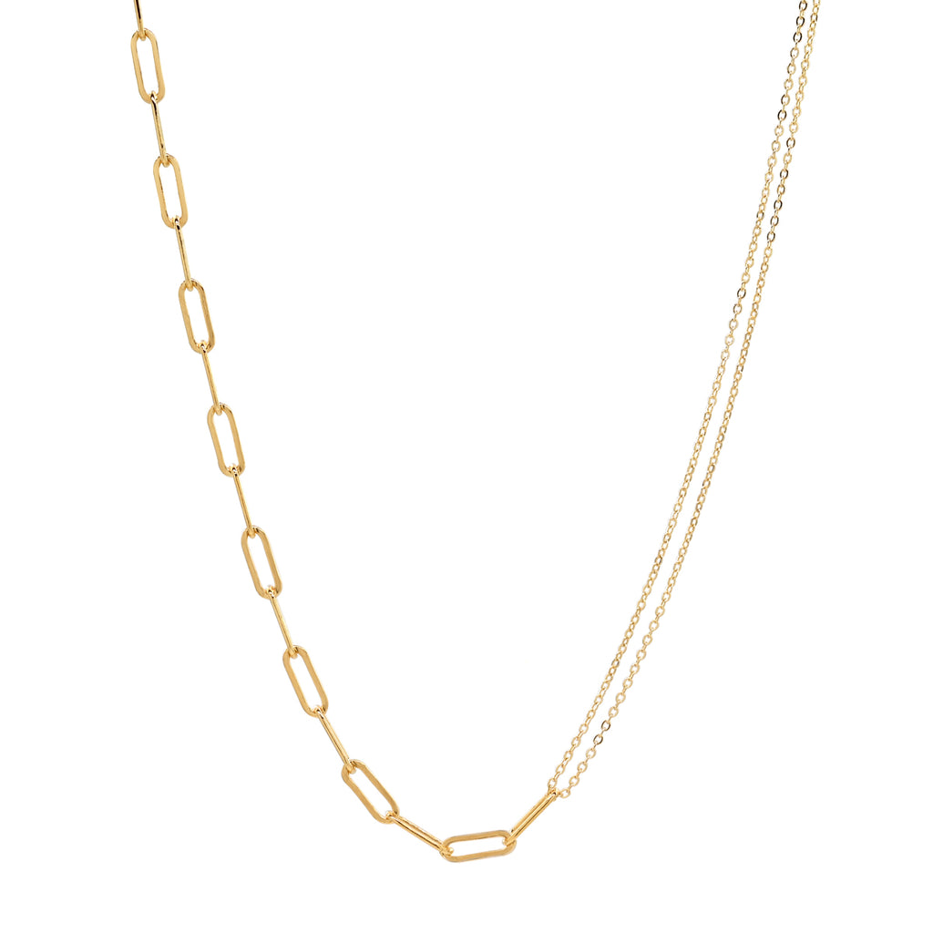 Split Oval Link & Double Thin Chain Necklace – Azil Boutique