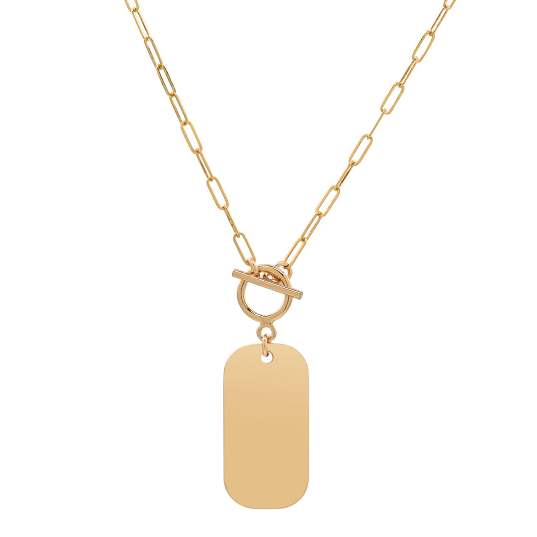 SALE - Small Dog Tag Necklace w/ Toggle Clasp - Necklaces -  -  - Azil Boutique
