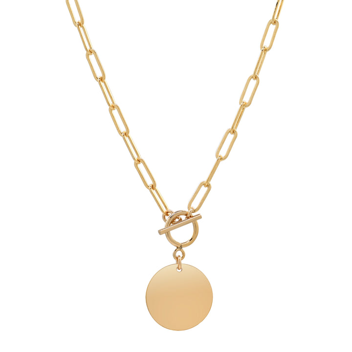 Oval Link Disc Necklace w/ Toggle Clasp - Necklaces -  -  - Azil Boutique