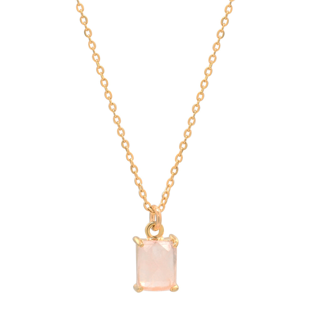 Rose Quartz Emerald Necklace - Necklaces - Small - Small - Azil Boutique