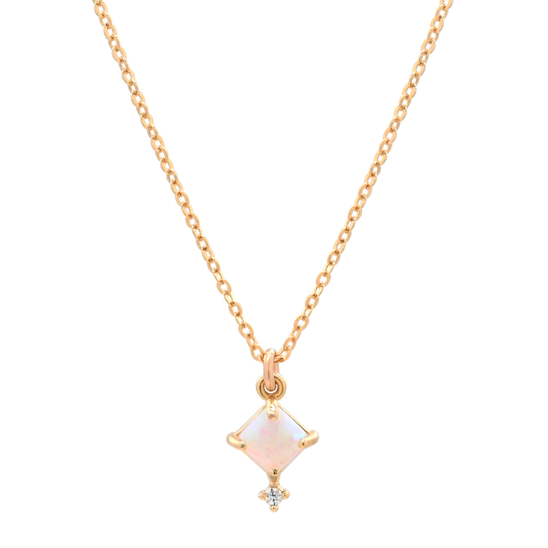 Square Prong Opal CZ Necklace - Necklaces -  -  - Azil Boutique