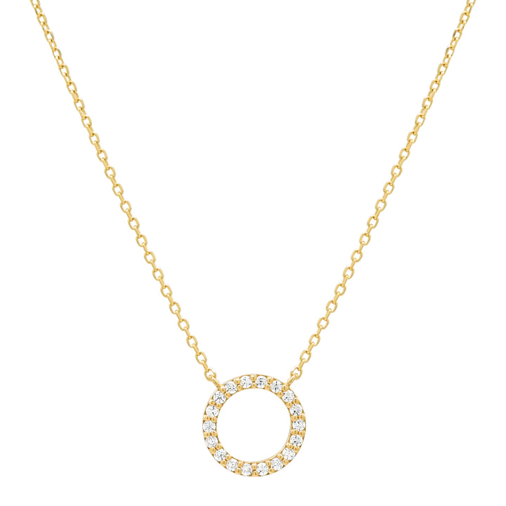14k Solid Gold CZ Circle Cutout Necklace - Necklaces - Yellow Gold - Yellow Gold - Azil Boutique