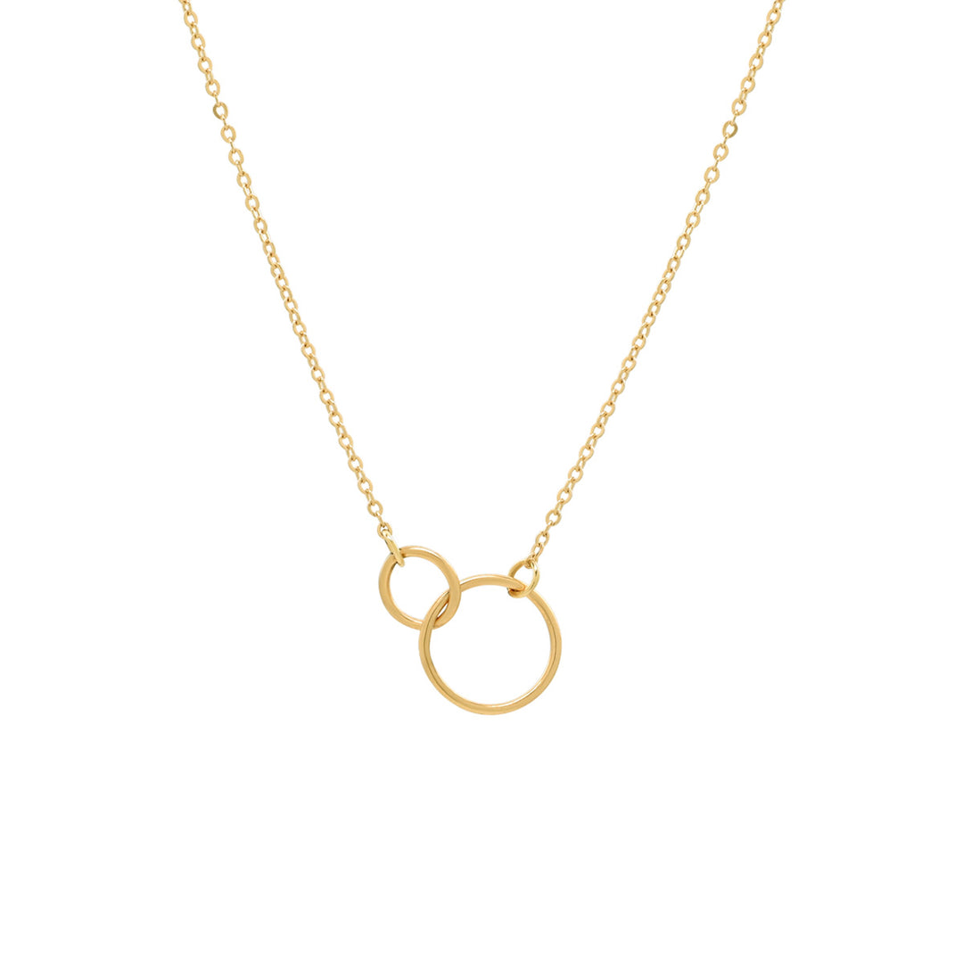 14k Solid Gold Duo Circle Necklace - Necklaces - Small - Small - Azil Boutique