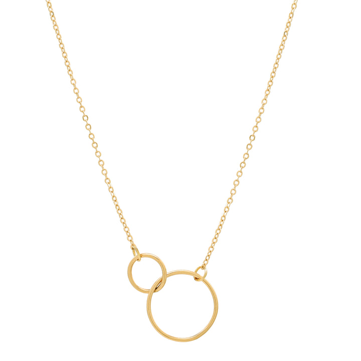 14k Solid Gold Duo Circle Necklace - Necklaces - Large - Large - Azil Boutique