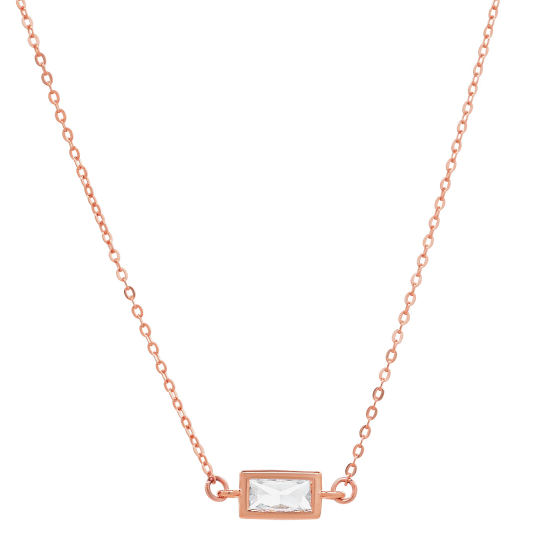 CZ Bezel Emerald Necklace - Necklaces - Rosegold - Rosegold - Azil Boutique