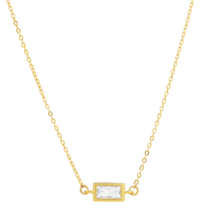 CZ Bezel Emerald Necklace - Necklaces - Gold - Gold - Azil Boutique