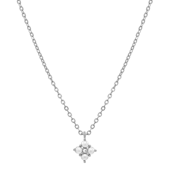 Tiny Pearl Star Necklace - Necklaces - Silver - Silver - Azil Boutique