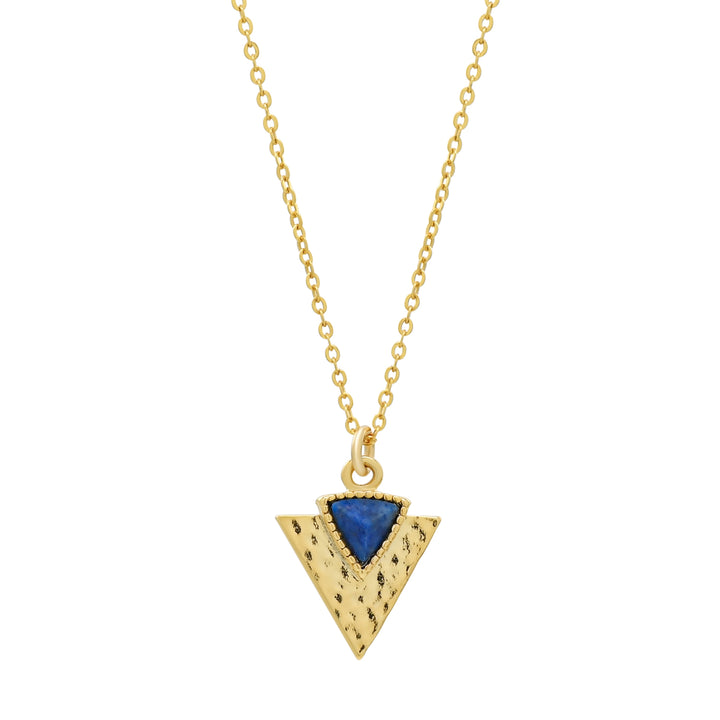 Lapis Triangle Spear Necklace - Necklaces -  -  - Azil Boutique