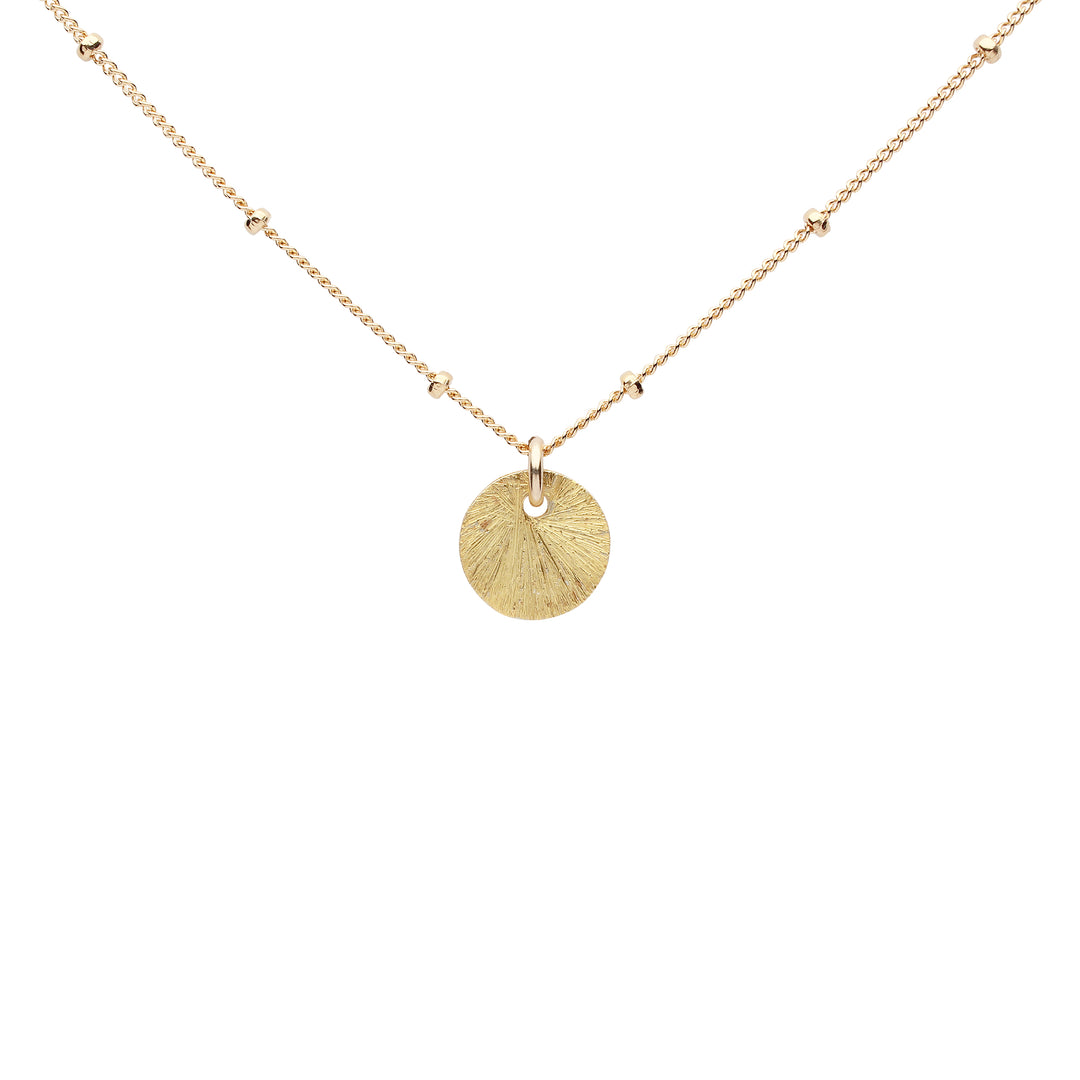 Brushed Disc on Ball Chain Necklace - Necklaces - Gold - Gold / Tiny Disc - Azil Boutique