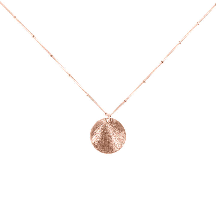 Brushed Disc on Ball Chain Necklace - Necklaces - Rosegold - Rosegold / Medium Disc - Azil Boutique