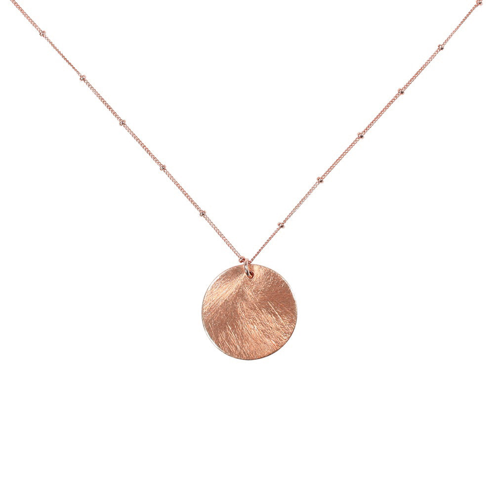 Brushed Disc on Ball Chain Necklace - Necklaces - Rosegold - Rosegold / Large Disc - Azil Boutique