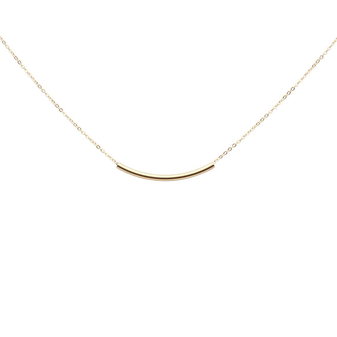Curved Tube Necklace - Necklaces - Gold - Gold - Azil Boutique