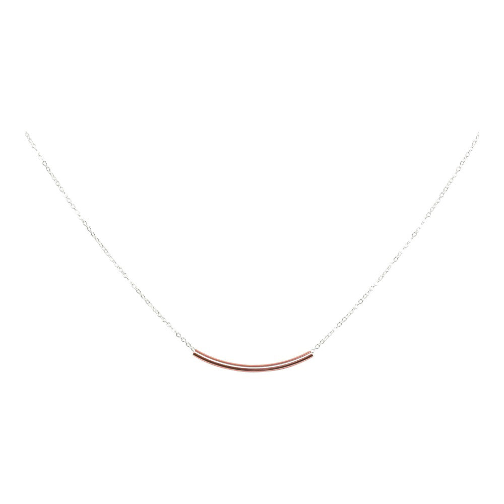 SALE - 2-Tone Curved Tube Necklaces - Necklaces - Short - Short / Rose Gold/ Silver - Azil Boutique