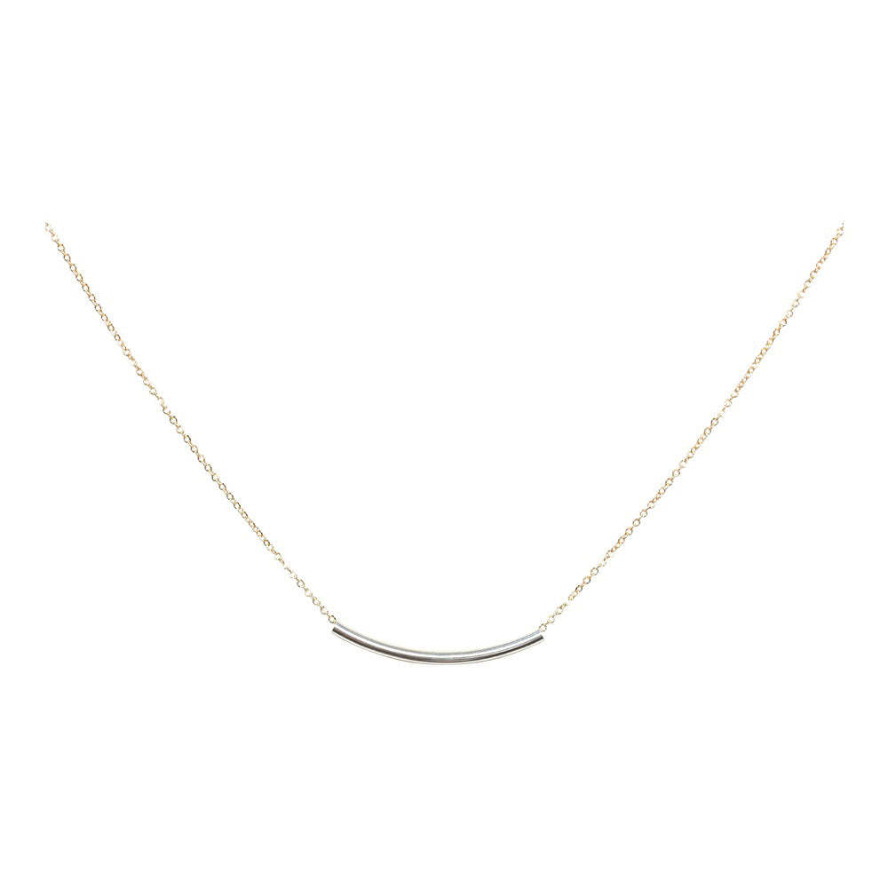 Curved Tube Necklace - Necklaces - Silver/ Gold - Silver/ Gold - Azil Boutique