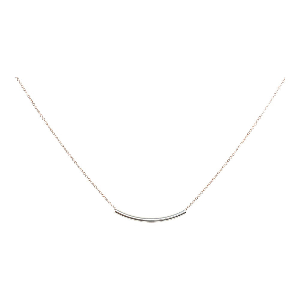 SALE - 2-Tone Curved Tube Necklaces - Necklaces - Short - Short / Silver/Rose Gold - Azil Boutique