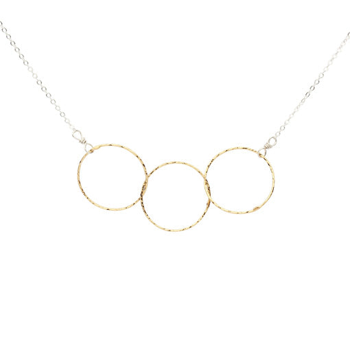 SALE - 2-Tone Triple Diamond Cut Circles Necklace - Necklaces - Gold/Silver - Gold/Silver - Azil Boutique